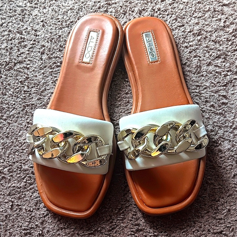 Aldo Jubel White Slide Sandal